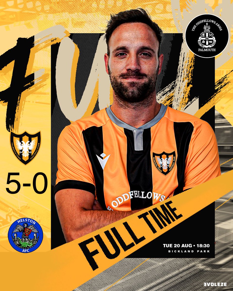 Full time at Bickland Park and ends 5-0 to Town <a href="/HelstonAFC/">Helston Athletic FC</a> in <a href="/StPiranLeague/">Kernow Stone St Piran League</a> 

<a href="/JakDavies8/">Jak Davies</a> ⚽️⚽️⚽️⚽️
<a href="/Meverall01/">Max Everall</a> ⚽️

#FTFC