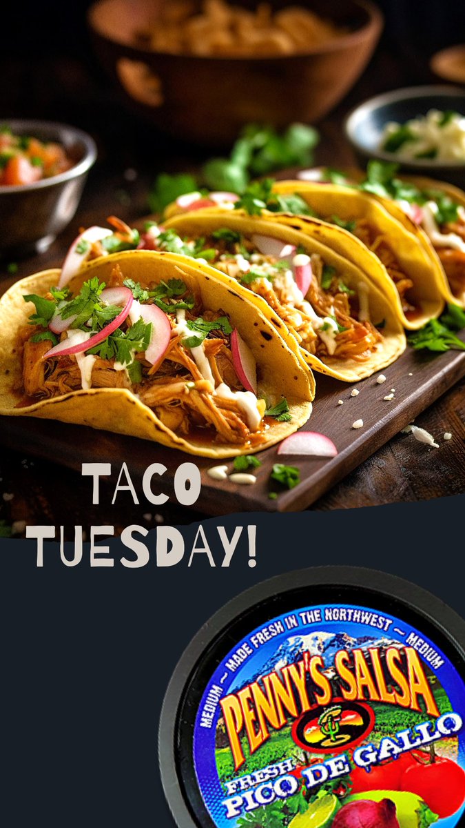 Pennys_Salsa's tweet photo. The good news is..........it's TACO TUESDAY !! 
.
.
.
#nwsalsaexperts #pennysfreshsalsa #salsa #tacotuesday #tacostacostacos #tuesdaymotivation #freshsalsa #buylocal #tacos #tuesdayvibes #yum https://t.co/W2I4fQaRnY