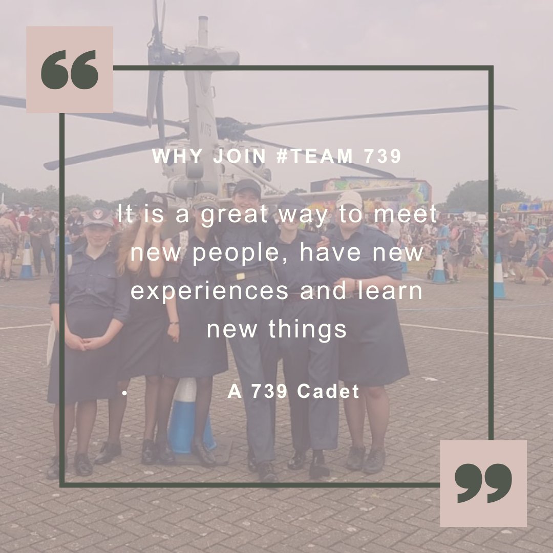 Tonight, our cadets were asked why you should join #team739. As part of our recruitment campaign for our next intake we will be releasing their answers, starting with our first quote.

Interested? Get in contact!