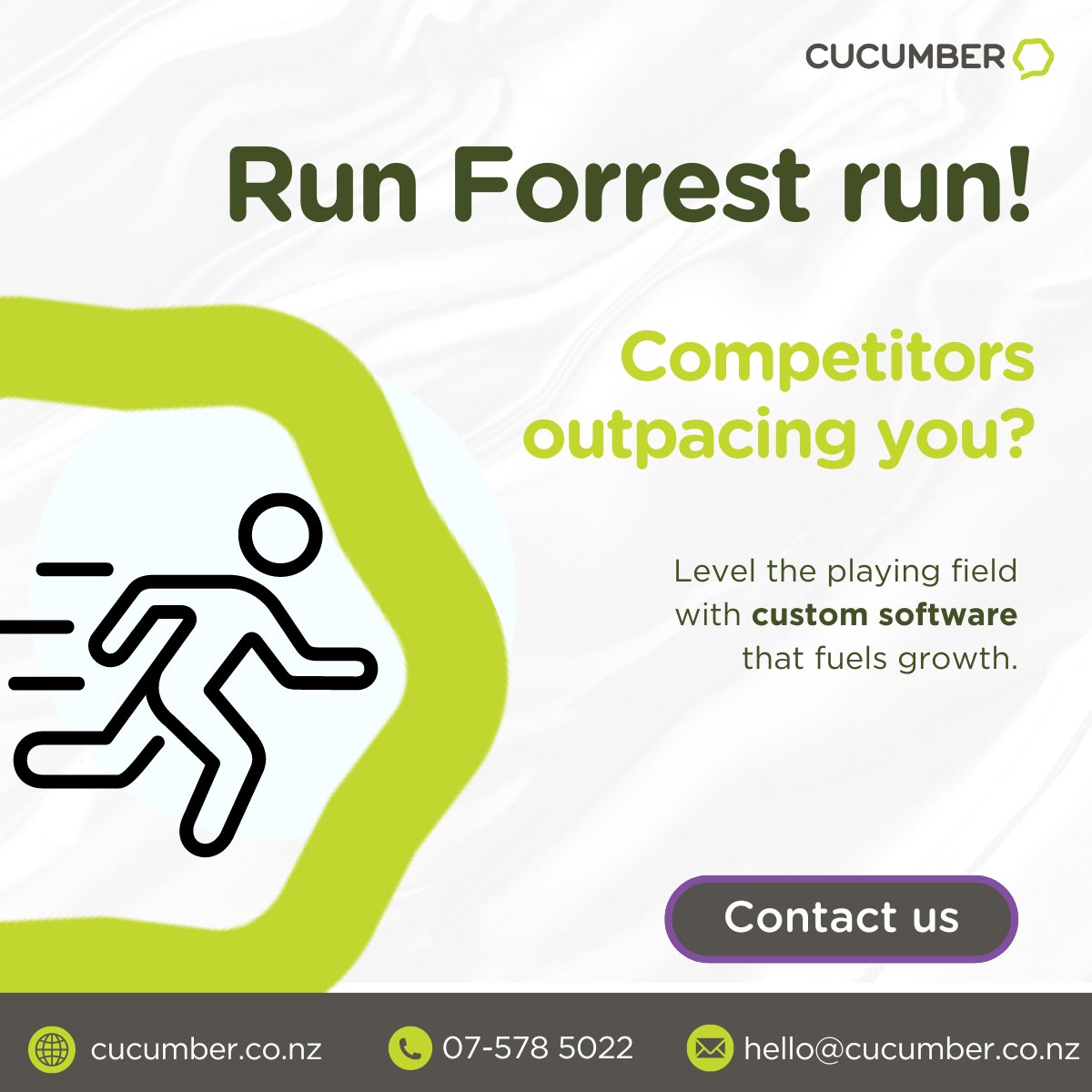 Keeping up with tech can be a sprint AND a marathon! 

But with our expertise, the odds are in your favour.

Let’s have a chat about how we can help. 

#softwaredevelopment #technology ##outdatedsystems