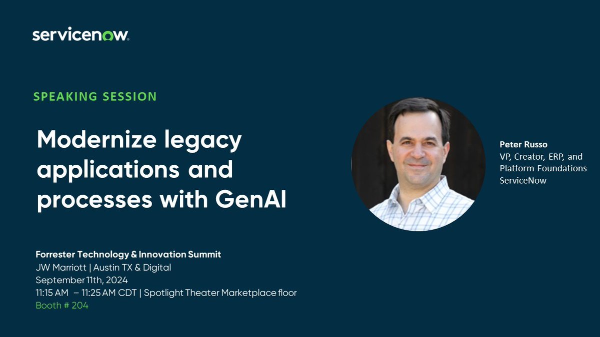 tstroff's tweet photo. Heading to Forrester Technology &amp; Innovation Summit? Attend our session to learn how a modern approach to ERP with GenAI-powered low-code can help make your business run better. Request a 1:1 meeting to hear more. https://t.co/7WQDgRuy4B https://t.co/z9IPnU36Tq