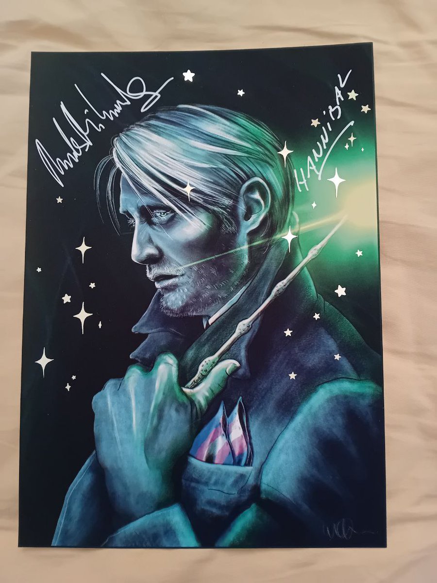 TransHanniDay's tweet photo. We're excited to announce that we have THREE auction lots going live on 31st August to raise money for UK trans youth charity @Mermaids_Gender 

The lots will be:
2 signed "F**k transphobia Grindelwald" art prints by @wholeanddeadly signed by Mads Mikkelsen, and a book bundle 🧵 https://t.co/73HD1052RE