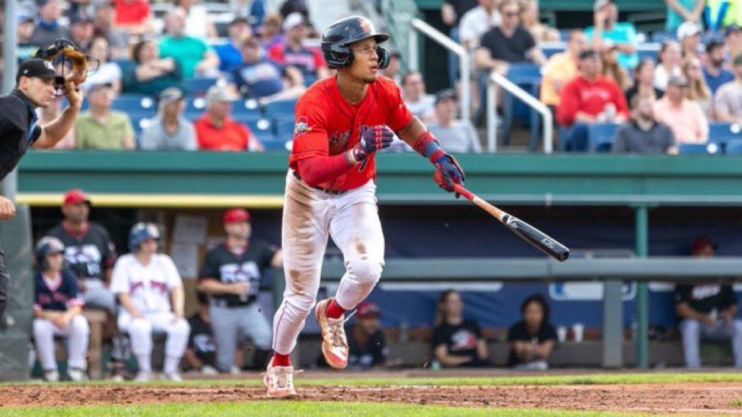 ChrisHenrique's tweet photo. Kristian Campbell will make his WooSox debut tonight. He will bat third and he’ll be at shortstop. 

📸@JamieFiedorek https://t.co/Q6nao4loQH