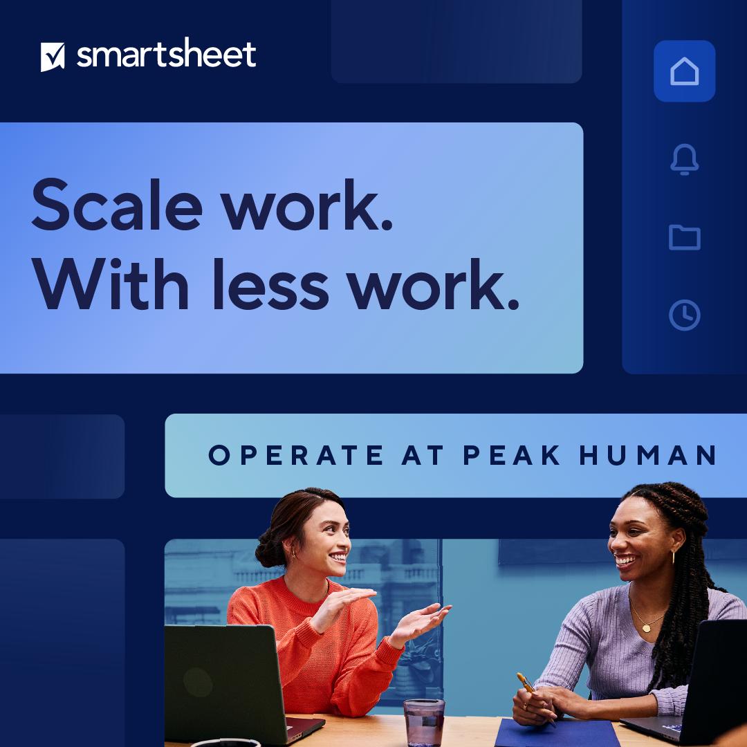 HarderReed's tweet photo. Smartsheet. Helping teams work faster with less work. https://t.co/TkXKocBuof