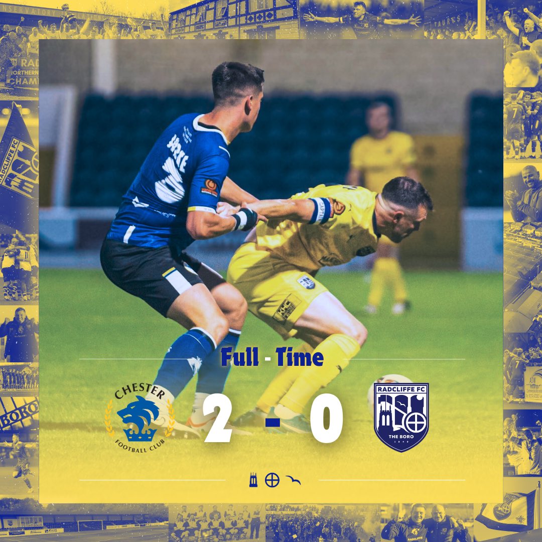 Chester claim all three points.

[FT] 🔵 2-0 🟡 | #WeAreRadcliffe #UTB