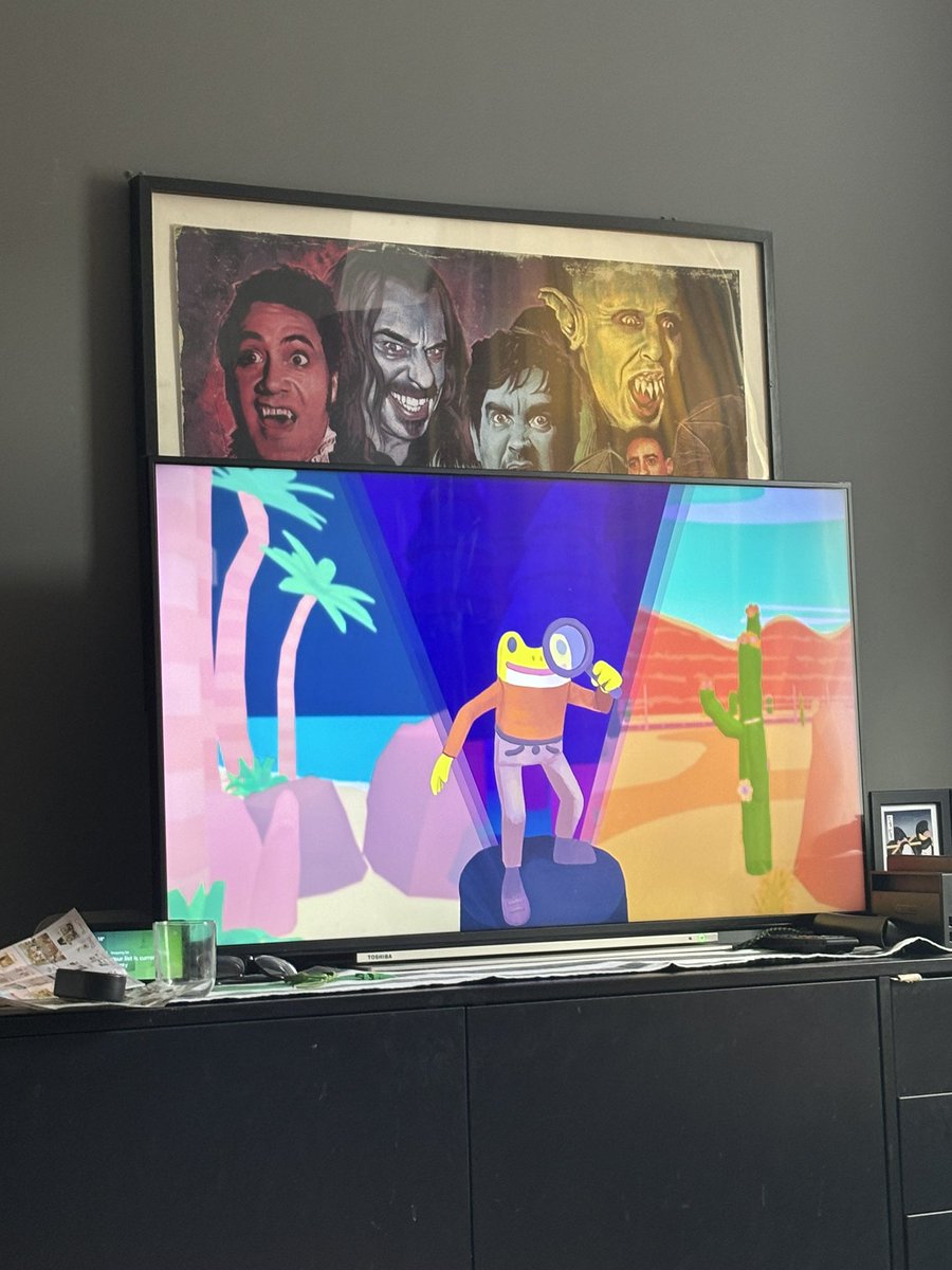 Been on an emotional rollercoaster playing The Frog Detective series with my daughters.

Audible gasps were even heard in Cowboy County…🐸👒

Still processing that his story is over, but hoping <a href="/gracebruxner/">I HAVE LOGGED OFF grace bruxner</a> is still busy creating equally weird &amp; delightful stories we can enjoy