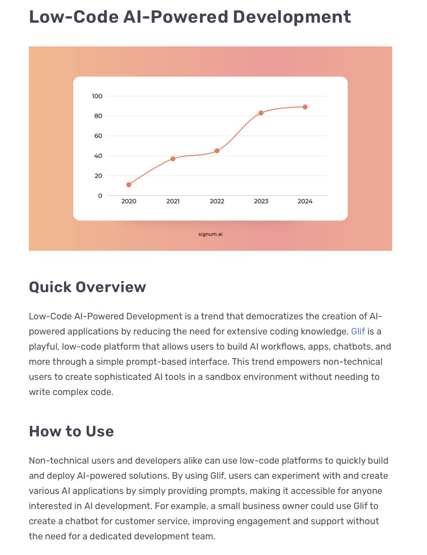 SignumAI's tweet image. Hot Trend Alert!

AI without the coding headache? Yes, please! @heyglif lets you build apps, chatbots, and workflows with just a few prompts.

Don’t miss out on the latest trends! Follow Signum.AI