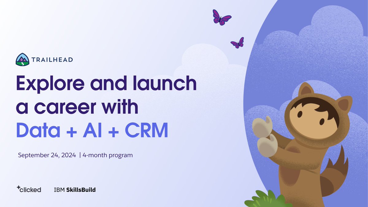 Get the leading edge in your career development. ✨ 

This Career Catalyst program brings Trailhead and IBM SkillsBuild together to equip Trailblazers with high-demand skills.

Don't miss out! 📣 Register before Sept. 9: sforce.co/3yMAZmo