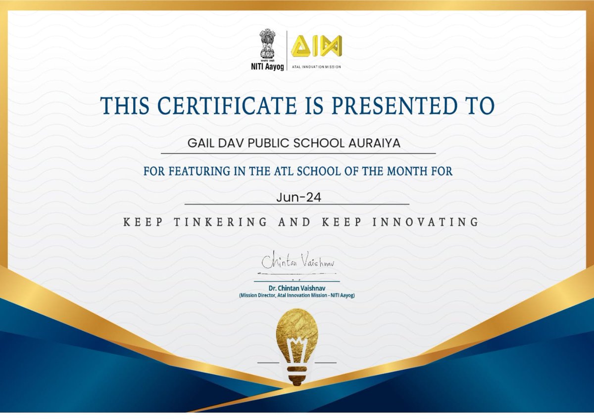 AtlGAILDAV's tweet photo. Huge congrats to @GailDavps for being named ATL School of the Month by @AIMtoInnovate! 🎉 This is a testament to your creativity and hard work. So proud of the entire team and students! #ATL #SchoolOfTheMonth #Innovation @cbseindia29 @deepasharan https://t.co/clhQXmlOtD