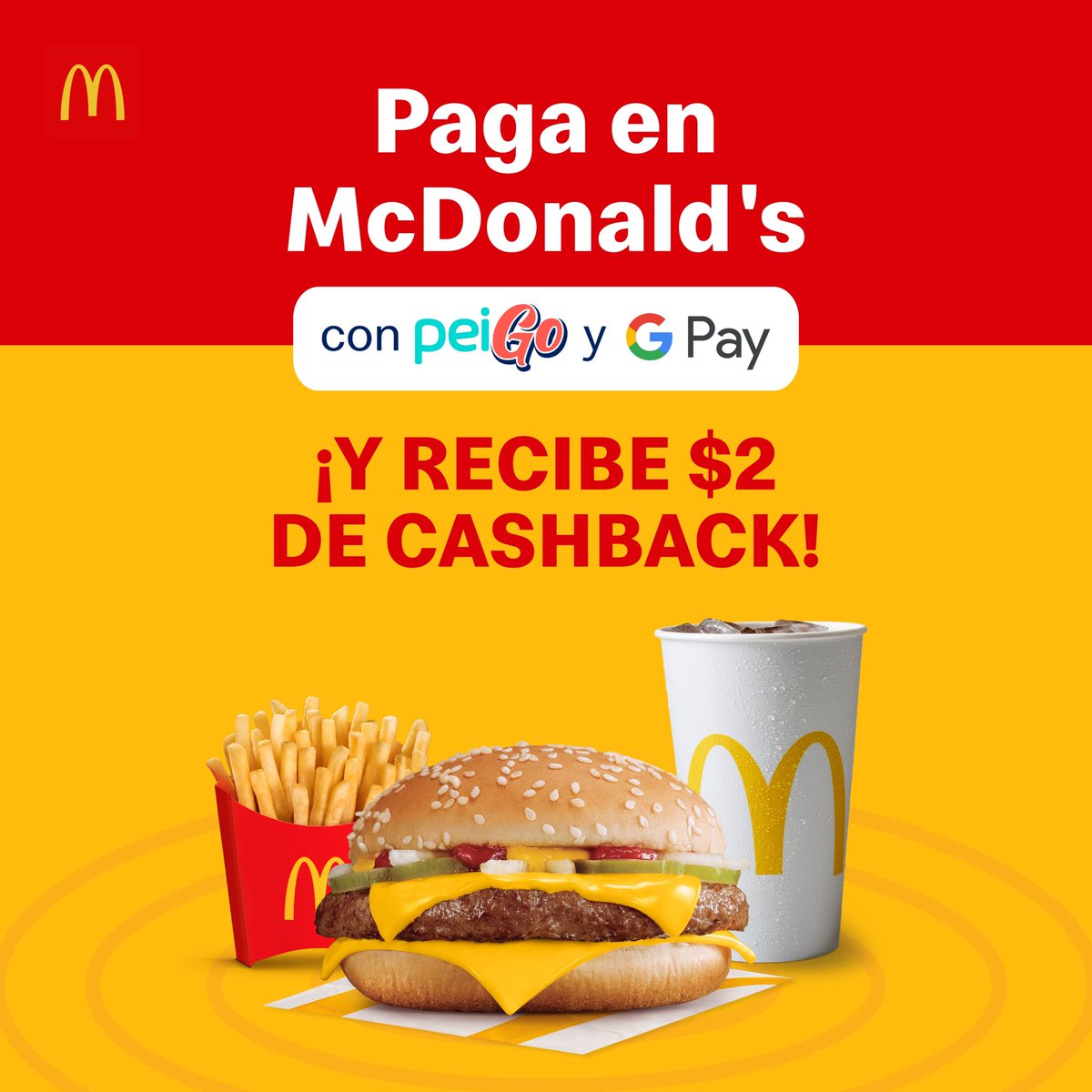 PeiGo - Tu primera tarjeta 📲💳 (@peigo_ec) on Twitter photo ¡Nada tan irresistible como tu combo favorito! 🤤🍔🍟
Con tu tarjeta Visa PeiGo, cada vez que consumas $10 o más en locales de <a href="/McDonalds_Ecu/">McDonald's Ecuador</a> ¡recibirás $2 de cash back en tu cuenta PeiGo!
💯 Promo aplica en locales presenciales usando Google Pay ¡Nada tan irresistible como tu combo favorito! 🤤🍔🍟
Con tu tarjeta Visa PeiGo, cada vez que consumas $10 o más en locales de <a href="/McDonalds_Ecu/">McDonald's Ecuador</a> ¡recibirás $2 de cash back en tu cuenta PeiGo!
💯 Promo aplica en locales presenciales usando Google Pay