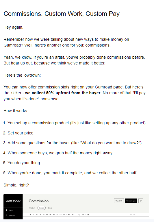 Who is excited for the commission feature on <a href="/gumroad/">Gumroad</a> 😍