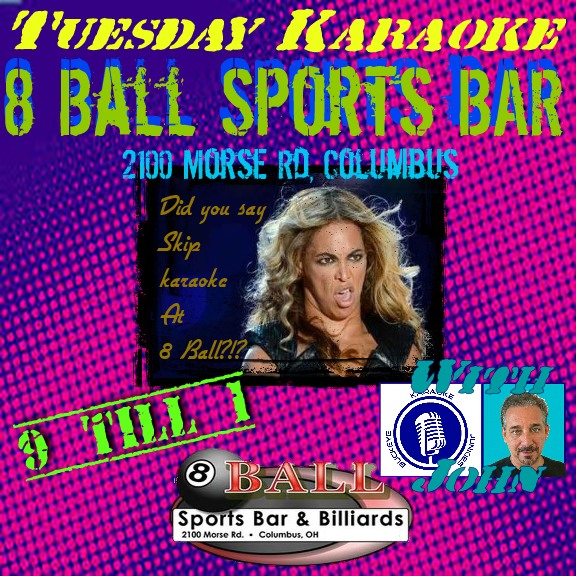 buckeyekaraoke's tweet photo. #karaokenight #tuesday at 8 Ball Sports Bar & Billiards! 9pm-1am 2100 Morse Rd. #columbusohio #lifeincolumbus #karaoke w/KJ John #sing, #drink and have fun. @cococolumbus1 & @just__Marie will sling the drinks #singers @614Magazine @ColsDispatch @cityscene https://t.co/sti5IQ57Wx https://t.co/fPQw5w6EYJ