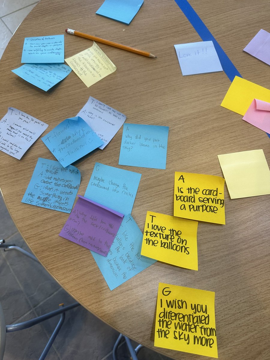 klundstromatmv's tweet photo. AP Art students are “making” with #ArtDice as an inspiration, then #MVUpper campus students and staff are giving feedback with T.A.G.
T- ell me what you like
A- sk me a question 
G- ive me a suggestion 
Now, we are #iterating 
#weareallartists @TheMVSchool https://t.co/l4cZAFOXEn