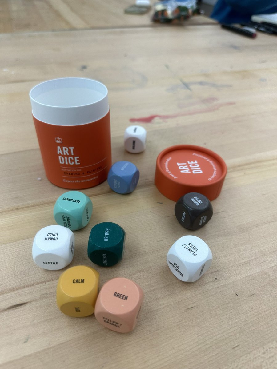 klundstromatmv's tweet photo. AP Art students are “making” with #ArtDice as an inspiration, then #MVUpper campus students and staff are giving feedback with T.A.G.
T- ell me what you like
A- sk me a question 
G- ive me a suggestion 
Now, we are #iterating 
#weareallartists @TheMVSchool https://t.co/l4cZAFOXEn