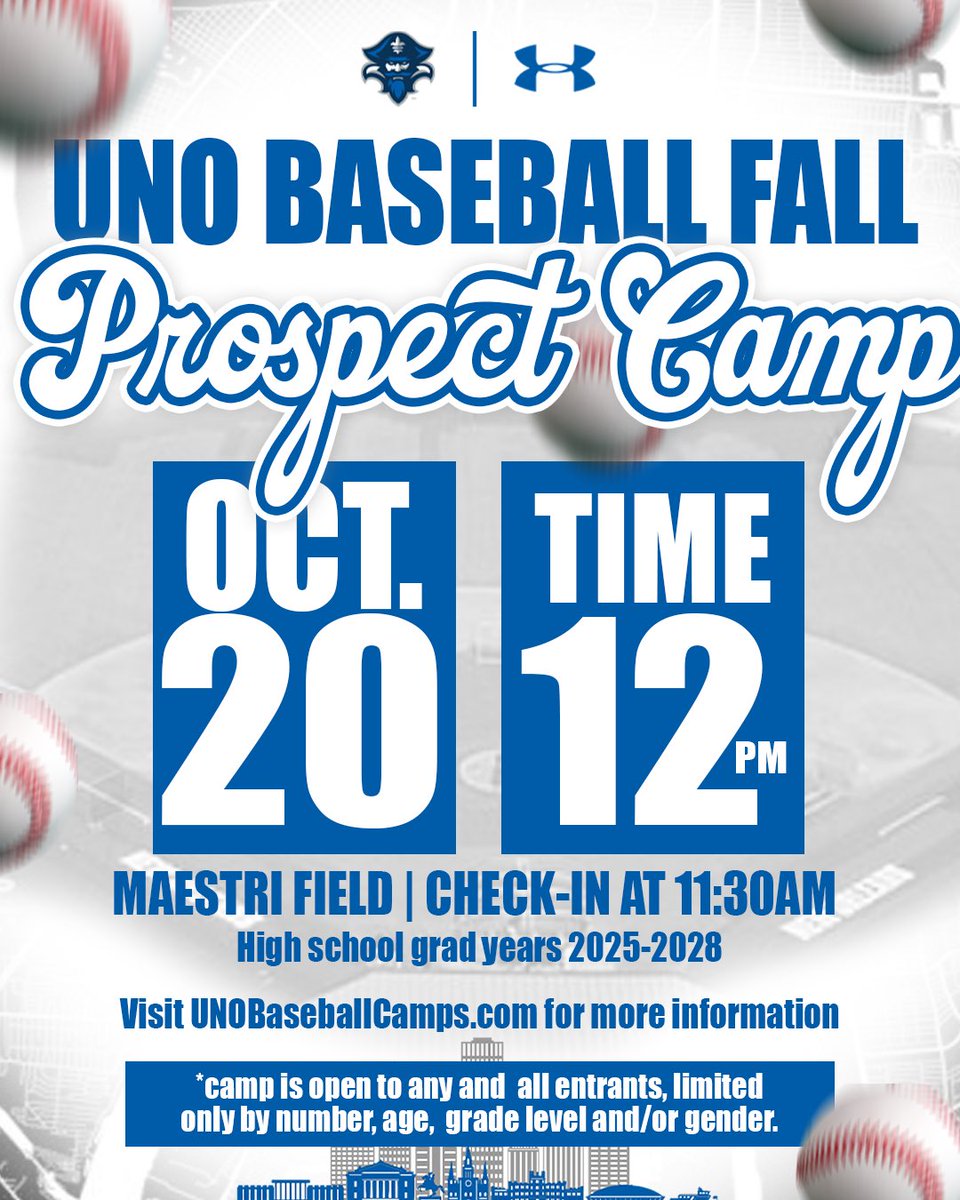 Classes have started on The Lakefront, which means camp season is just around the corner!

Registration is now open for our Fall Prospect Camp!

#NOLAsTeam⚔️ 

🔗 unobaseballcamps.com