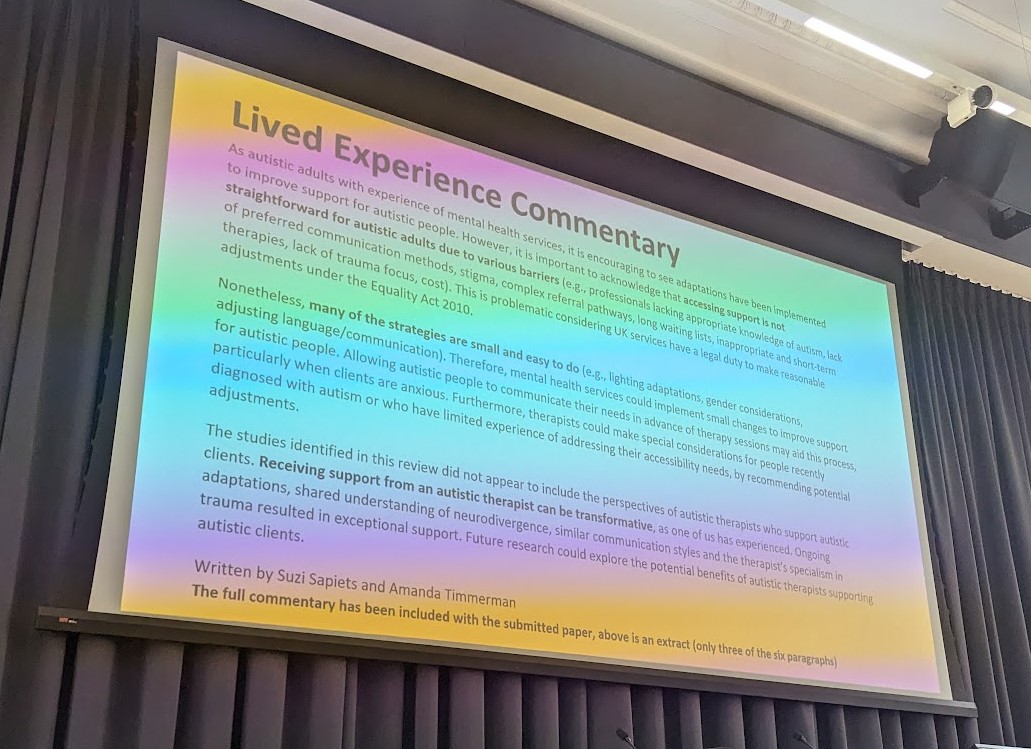 Dr Suzi Sapiets (née Scott) (@suzijsapiets) on Twitter photo Check out mine and <a href="/AmandaT_ASC/">Amanda Timmerman</a> lived experience commentary on the review of improving #mentalhealth care for #autistic people, which we were co-researchers on. The commentary is at the end of the article here: doi.org/10.1192/bjo.20…
<a href="/MentalHealthPRU/">Mental Health Policy Research Unit</a> <a href="/MQmentalhealth/">MQ</a> <a href="/Mental_Elf/">The Mental Elf</a> Check out mine and <a href="/AmandaT_ASC/">Amanda Timmerman</a> lived experience commentary on the review of improving #mentalhealth care for #autistic people, which we were co-researchers on. The commentary is at the end of the article here: doi.org/10.1192/bjo.20…
<a href="/MentalHealthPRU/">Mental Health Policy Research Unit</a> <a href="/MQmentalhealth/">MQ</a> <a href="/Mental_Elf/">The Mental Elf</a>