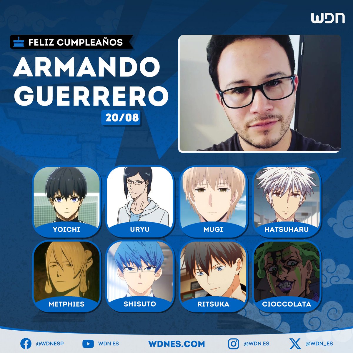 wdn_es's tweet photo. 🎂 | Cumpleaños
Le deseamos un feliz cumpleaños al actor de doblaje @armandoblaje, ¡esperamos que la pase increíble en compañía de sus familiares y seres queridos! https://t.co/eDBAxRH9hY