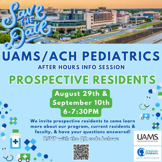 Dr. Kas (AR Teen Doc) MD, MEd, FAAP (@drkasmd2008) on Twitter photo We have two great sessions coming up. Sign up and hear all about what UAMS/ACH has to offer you as a Pediatric Applicant! You will not be disappointed!
forms.office.com/r/w7FMBaTN7u
<a href="/FuturePedsRes/">FuturePedsRes</a> <a href="/NextGenPeds/">Next Gen Pediatricians</a> <a href="/Tour4Diversity/">Tour for Diversity in Medicine (T4D)</a> <a href="/SNMA/">Student National Medical Association, Inc (SNMA)</a> <a href="/LmsaNational/">LMSA National</a> We have two great sessions coming up. Sign up and hear all about what UAMS/ACH has to offer you as a Pediatric Applicant! You will not be disappointed!
forms.office.com/r/w7FMBaTN7u
<a href="/FuturePedsRes/">FuturePedsRes</a> <a href="/NextGenPeds/">Next Gen Pediatricians</a> <a href="/Tour4Diversity/">Tour for Diversity in Medicine (T4D)</a> <a href="/SNMA/">Student National Medical Association, Inc (SNMA)</a> <a href="/LmsaNational/">LMSA National</a>