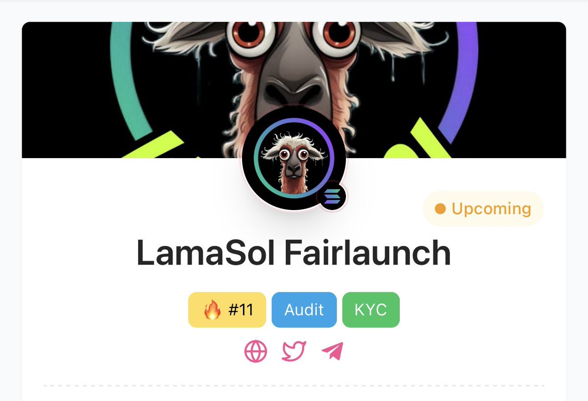 lamasol2024's tweet photo. We are currently tending #11 on @pinkecosystem ! Presale is live in 2 hours!

https://t.co/jzzKOezF80

#crypto #pinksale #memecoin #solana #bitcoin #lamasol #LASOL $LASOL https://t.co/MuOtphjweT