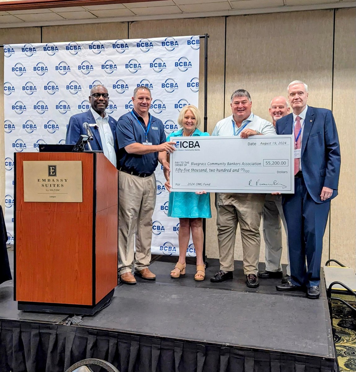 One of my favorite duties as the <a href="/ICBA/">Independent Community Bankers of America</a> Secretary is presenting the <a href="/ICBA/">Independent Community Bankers of America</a> OMG check of $55,000 to the <a href="/BCBA/">BcBa</a> at their convention. Gary Broady and Edna Hughes were great hosts and fantastic #CommunityBank leaders. Special shout out to Tim Daley, Don Meredith and Billy Bingham!