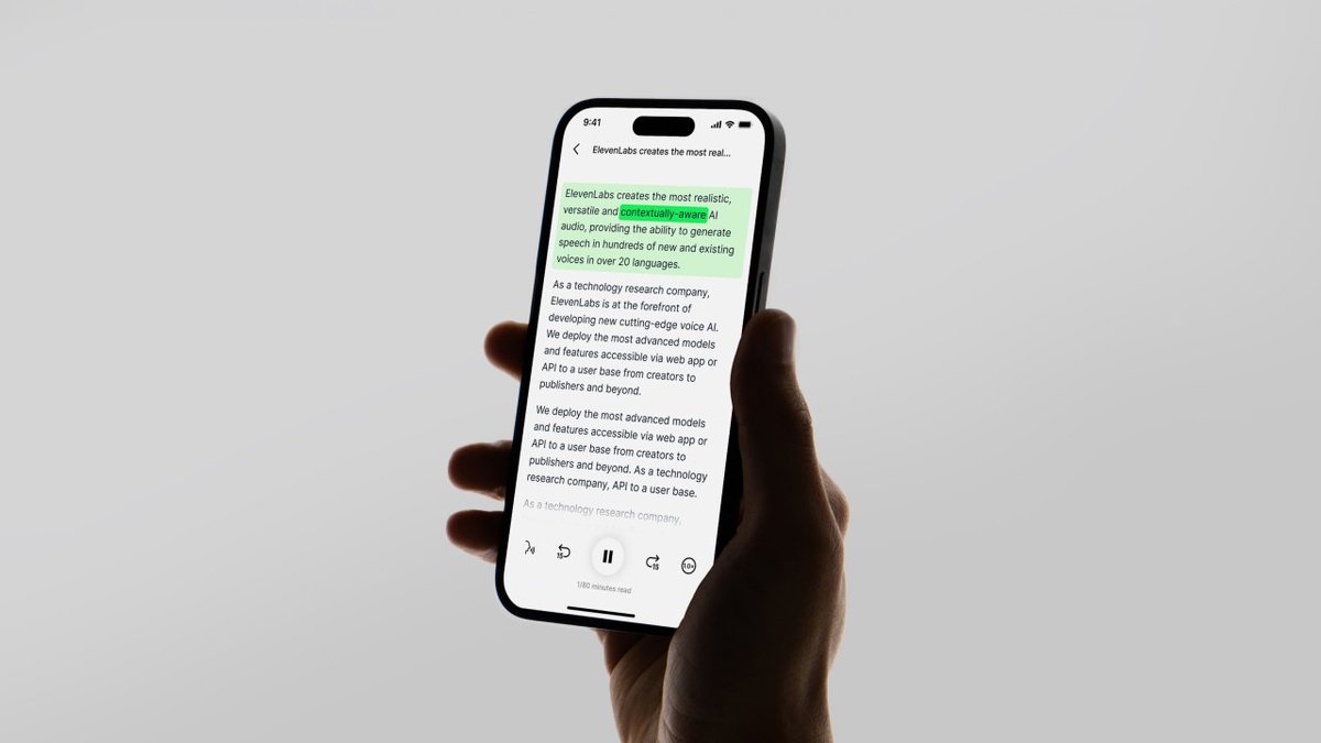 FetchAI_News's tweet photo. 📚 ElevenLabs' Reader app is now available globally! Explore how this AI-powered tool is transforming the way we consume written content.

Find out more: https://t.co/OFzkGJEdzF

#ElevenLabs #AI #TechNews #Reading #Innovation https://t.co/kAuv2A4UjK