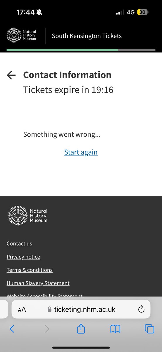 Georginaleather's tweet photo. @NHM_London hi I can’t book tickets for tomorrow, it keeps saying something went wrong. Can you help? Do we need to book tickets? Thanks https://t.co/ondHqJ1k2R