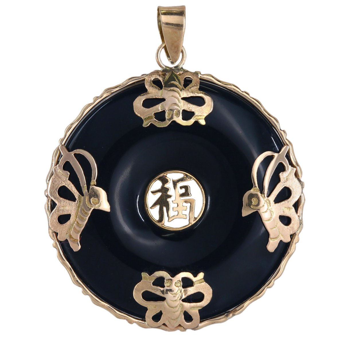 777Jewelry's tweet photo. Featuring a Chinese character for 'Good Luck,' detailed hornet/bee accents, and a beautifully crafted gold border, this 1.25" pendant is a perfect blend of sophistication and positivity.

💛 Material: 14K Yellow Gold
⚖️ Weight: 4.3g
📏 Length: 1.25"
#GoldPendant #777jewelry #Gold https://t.co/JeQhSC1Yxd