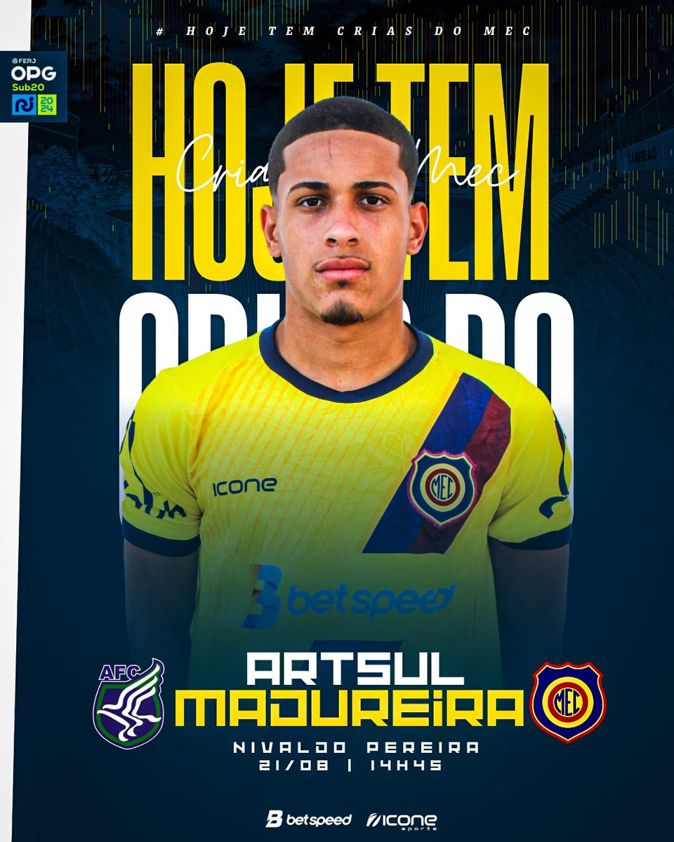 MadureiraEC_BR's tweet photo. HOJE TEM CRIAS DO MEC! 🇷🇴🔥
🆚 Artsul
🏆 Torneio OPG Sub-20
⚔️ Oitavas de final - Ida
⏰ 14h45
🏟️ Nivaldo Pereira
#Madureira #TricolorSuburbano #CriasDoMEC #OpgSub20 #ARTvsMEC https://t.co/RtDHIlZ6m5