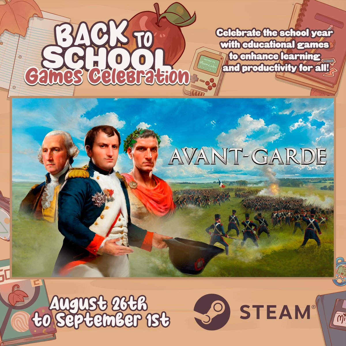 Avant-Garde will be featured in the “Back To School” Steam event.

We want to use video game as an interactive historical documentary. In Avant-Garde, players are able to discover, learn and interact with real historical battles.

Thanks to <a href="/SpiritCityLofi/">Spirit City: Lofi Sessions - PC/MacOS</a> for this this event!