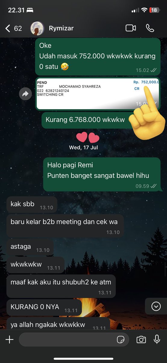 eternal_tawan's tweet photo. [9]
Masuk modus berikutnya

❌ Salah transfer nominal
❌ 0 nya ketinggalan 1

Dari total IDR 7.5 juta, yang ditransfer 750k an aja

ps. perhatikan time stamp &amp; mutasi rekeningku https://t.co/kK6Nx6nb53