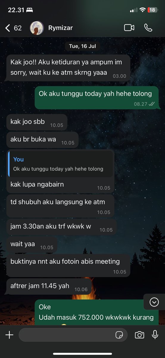 eternal_tawan's tweet photo. [9]
Masuk modus berikutnya

❌ Salah transfer nominal
❌ 0 nya ketinggalan 1

Dari total IDR 7.5 juta, yang ditransfer 750k an aja

ps. perhatikan time stamp &amp; mutasi rekeningku https://t.co/kK6Nx6nb53