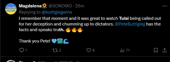 Tulsi X Truth -yeah she supports terroists like trump love terrorists.  Got a bad feeling about this<a href="/tag/elon"class="tags"><span>#elon</span></a><a href="/tag/elonmusk"class="tags"><span>#elonmusk</span></a>