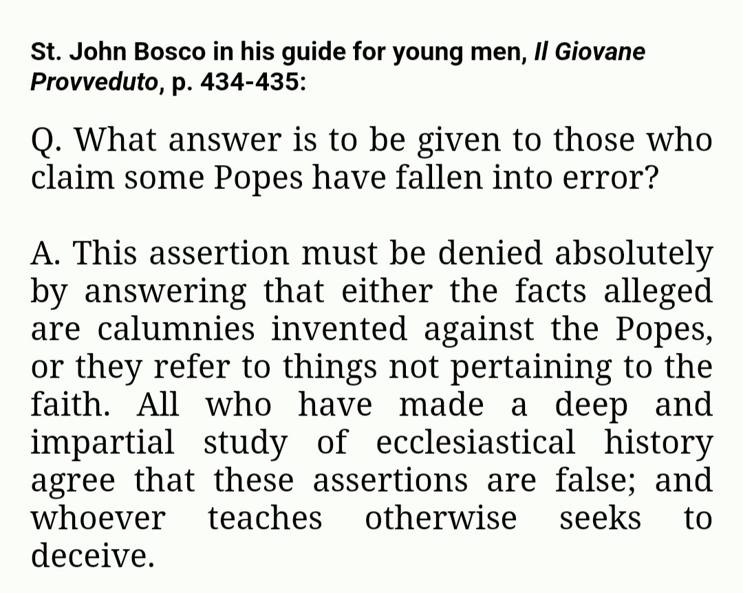 R_H_Benson's tweet photo. Both Novus Ordos and Recognize & Resisters often cite historical cases of morally wicked Popes in an attempt to "prove" that "we've had bad Popes before."  This argument misses the critical distinction that while it is possible for a true Pope to lead a morally wicked life, it is not possible for a true Pope to teach error. The failure to make this distinction leads to 'conservative' Novus Ordos and Recognize & Resisters aligning themselves with Protestants and other enemies of Christ on the issue of the Papacy rather than conceding that the See is vacant.