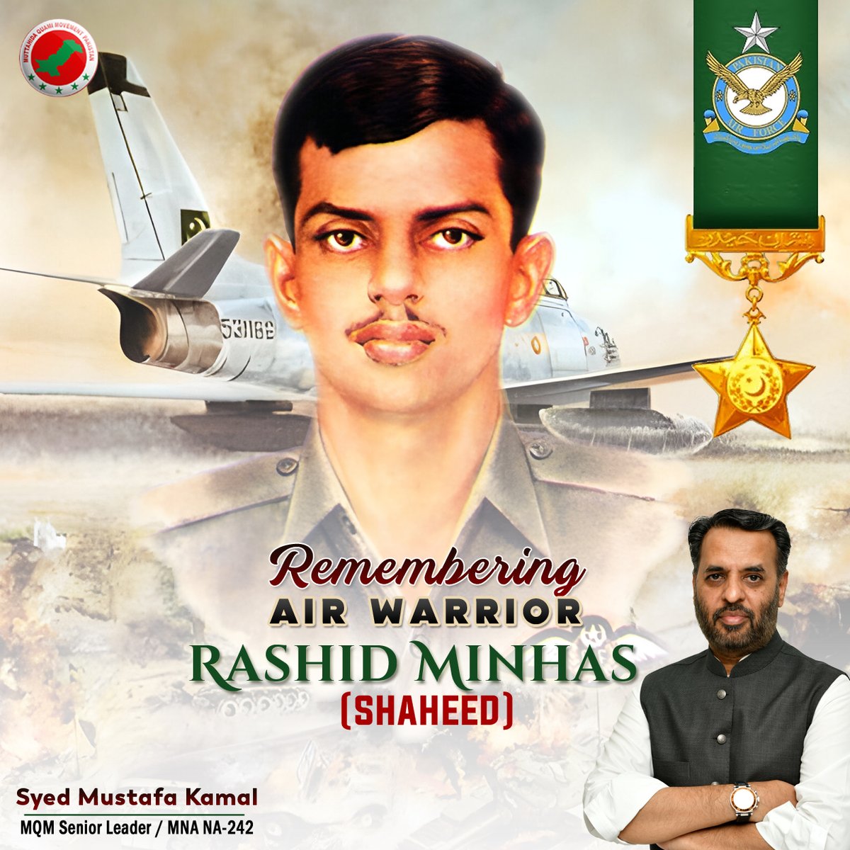 KamalMQM's tweet photo. راشد منہاس شہید کا 53 واں یومِ شہادت ہمیں ان کی وطنِ عزیز کیلئے دی گئی بے مثال قربانی کی یاد دلاتا ہے۔ ان کا نام ہمیشہ تاریخ میں سنہرے حروف سے لکھا جائے گا۔

#MustafaKamal #MQMPakistan #RashidMinhas #Karachi #Pakistan https://t.co/5li2LSX9t4