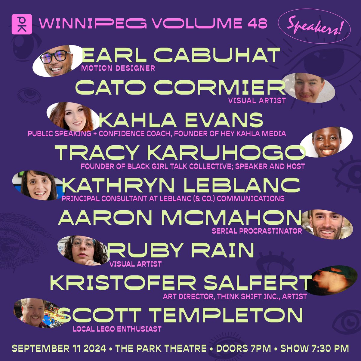 🗣️ DANG! Our line-up of speakers for PechaKucha Night Winnipeg Vol. 48 looks incredible! We can’t wait to hear what each of them have to show and say at The Park Theatre on September 11!

For more information, visit https//events.humanitix.com/pknwpg48 🚀🫡

#pknwpg48