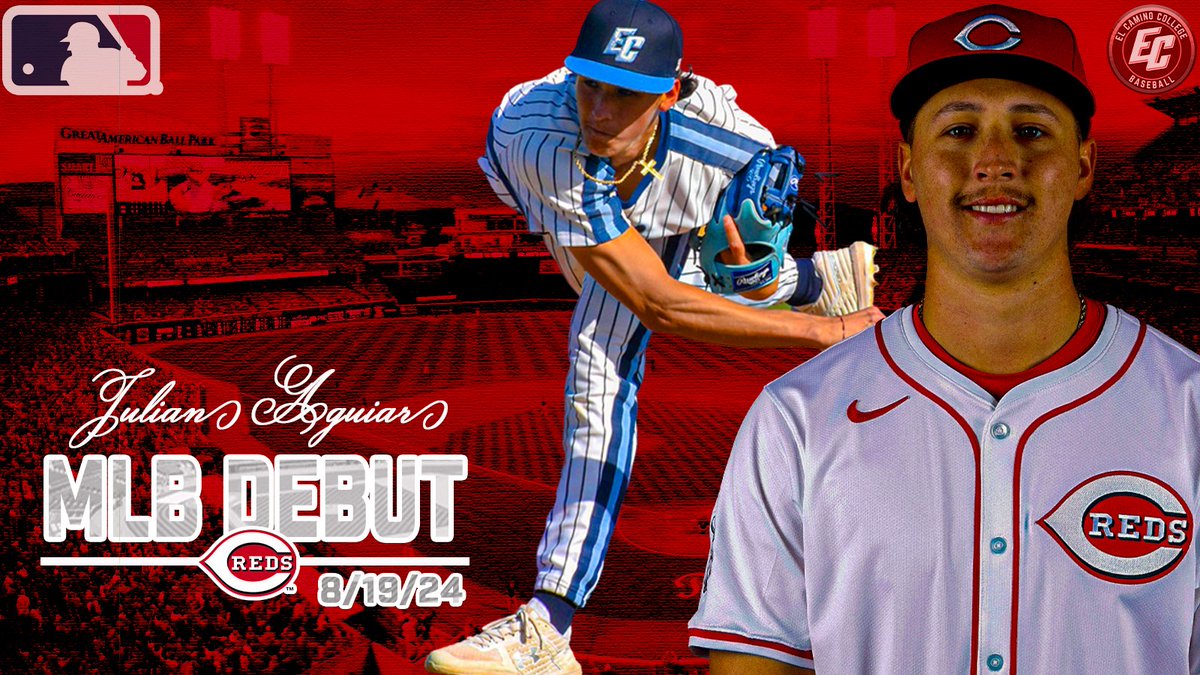 Former ECC standout Julian Aguiar made his <a href="/MLB/">MLB</a> debut on Monday afternoon for the Cincinnati <a href="/Reds/">Cincinnati Reds</a>.

Aguiar logged his first career start and went 4 innings, allowing 2 runs on 4 hits against the Toronto Blue Jays.

Learn more about Julian's MLB debut at bit.ly/AguiarECC.