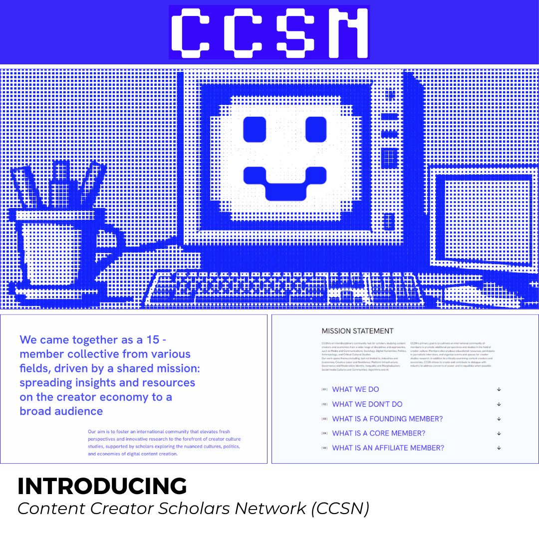UofTDHN's tweet photo. @thechristinet @WEARECCSN 2/ The #creatoreconomy is booming but often misunderstood. @WEARECCSN is a groundbreaking network of researchers dedicated to studying the cultures, politics, & economies of #digitalcontentcreation. https://t.co/EaBMImRMti