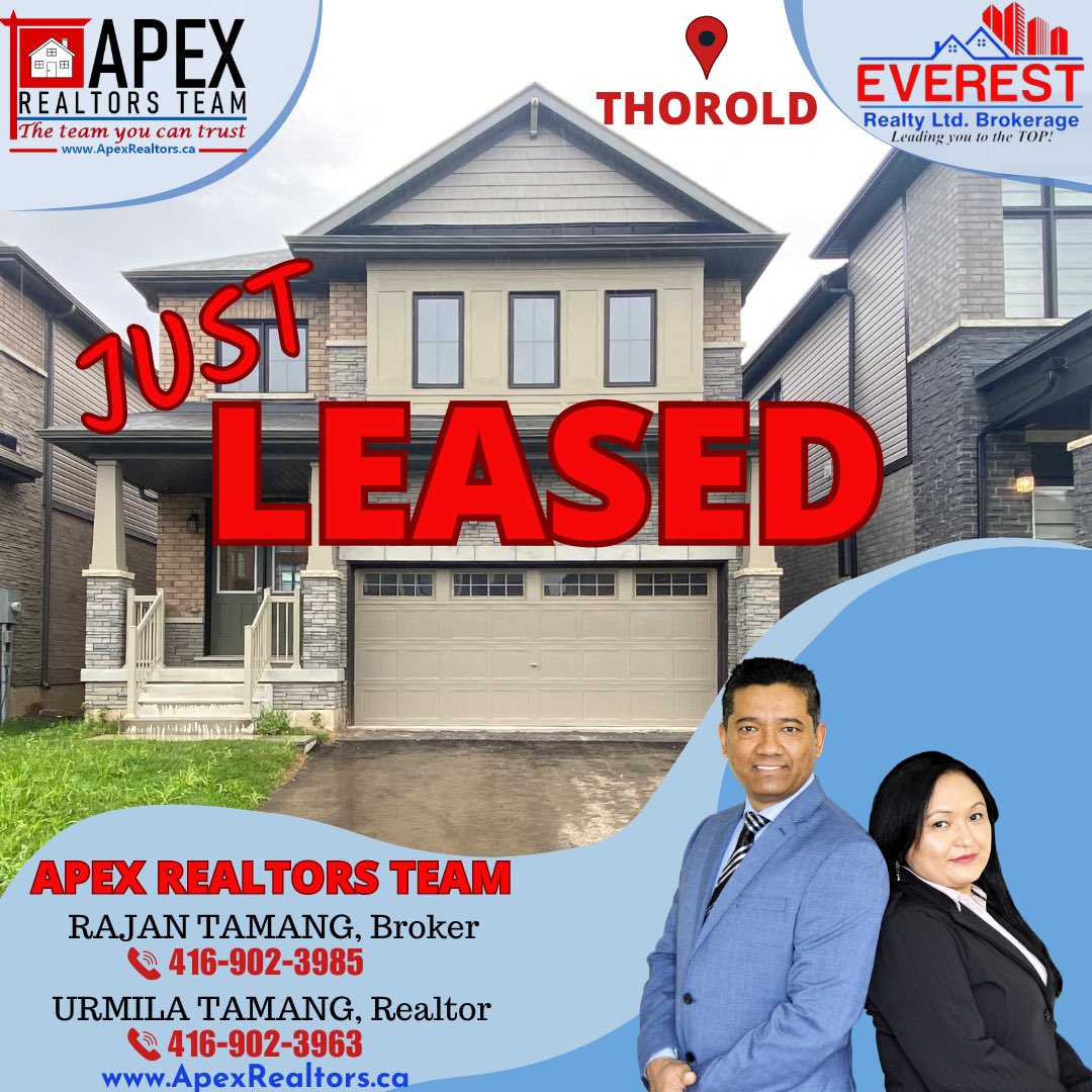 ApexRealtorTeam's tweet photo. JUST LEASED!💥🏠
This beautiful detached house in Thorold, ON, has found its perfect tenants!
If you are looking to Buy, Sell, Lease
Please contact APEX REALTORS TEAM.
“The Team you can trust”
https://t.co/LDwryh8NWX
(416) 902-3985
#thoroldrealestate #niagararealestate https://t.co/IsbUW59hfg