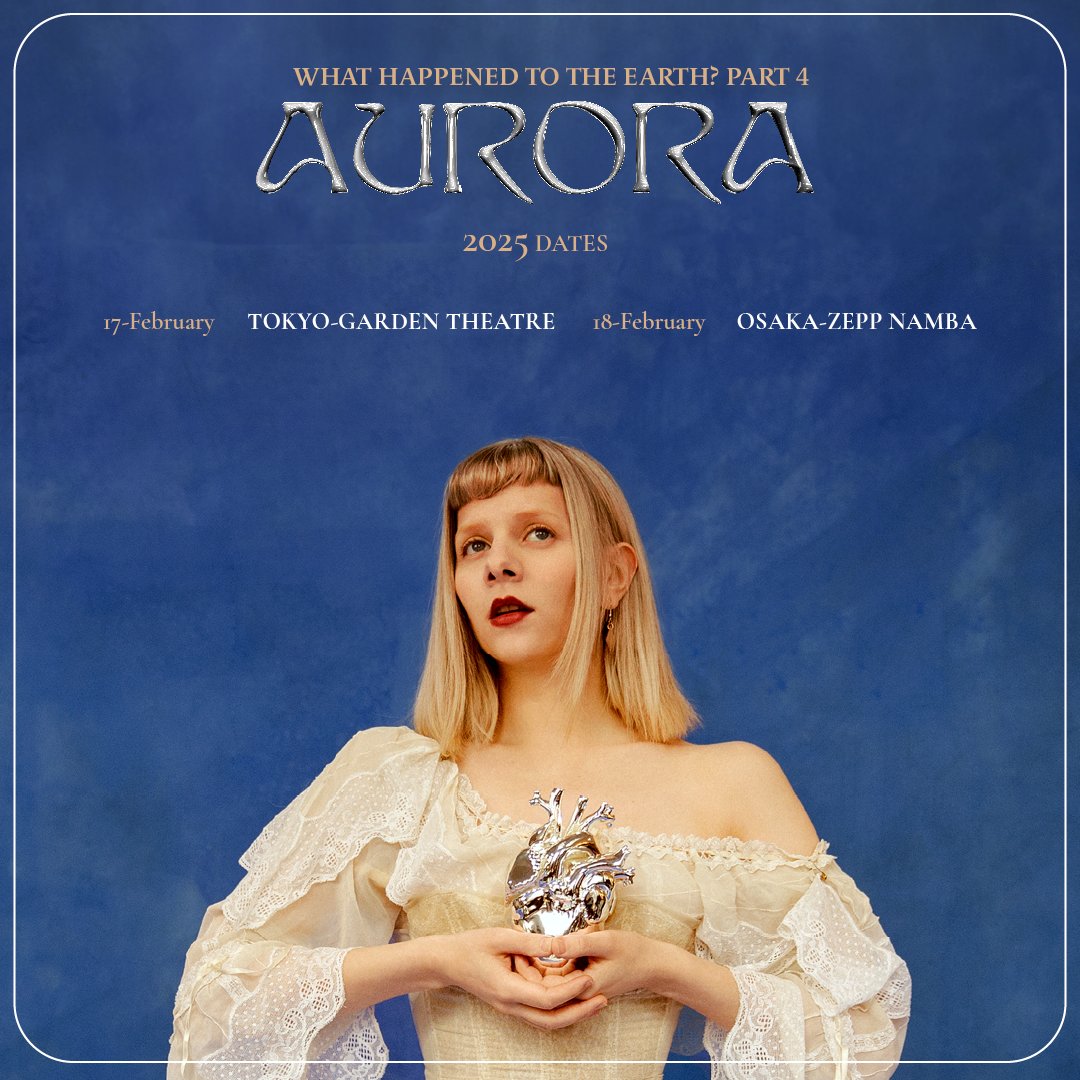 AURORAmusic's tweet photo. JAPAN! 🇯🇵 I’ve been having the best time with you all, and decided to COME BACK NEXT YEAR as part of my ‘What Happened To The Earth?’ Tour. 

Pre-sale begins on 23rd August @ 12pm JST on my website
General sale begins 21st September @ 10am local

SEE YOU NEXT YEAR MY DARLINGS! 🫀 https://t.co/lRz8bdFwDY