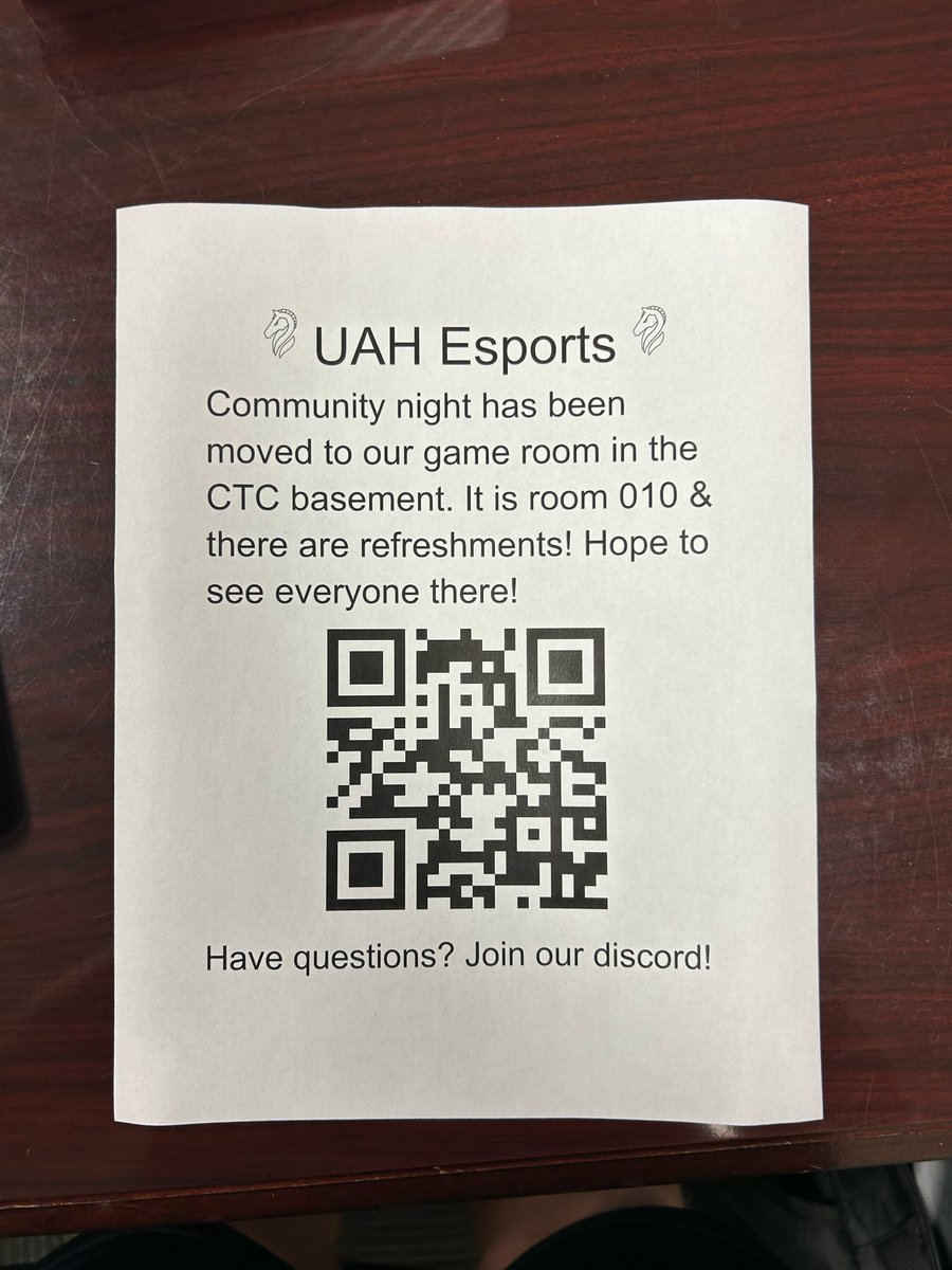 Hey Guys, Location for tonight's community event has been moved! It's in the basement of the CTC room 010. All you have to do is go into the CTC, go down the stairs near, the Charger Cafe and then turn left! You'll see the entry way into our facility. Hope to see everyone tonight
