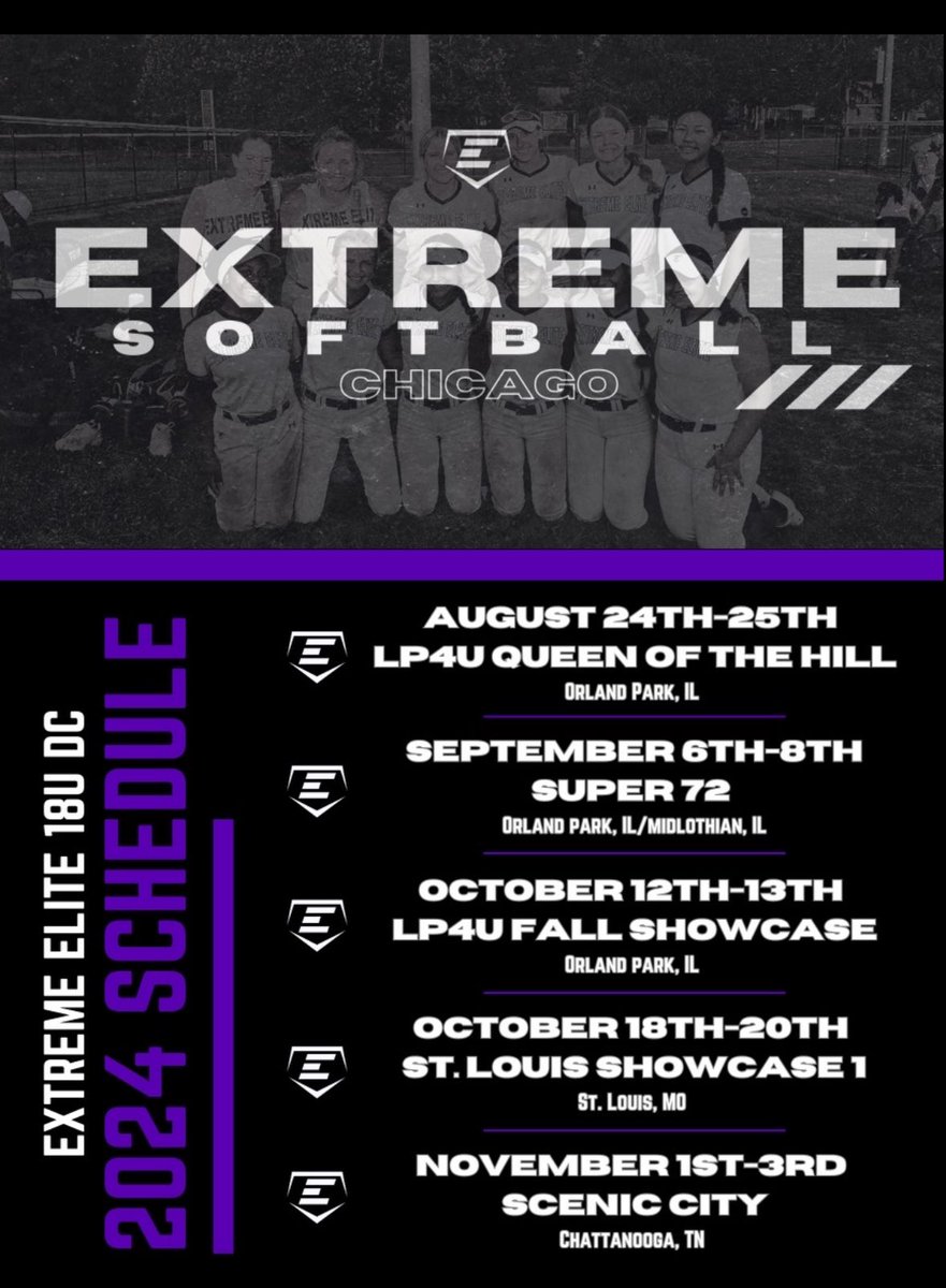 Here is my fall schedule! I can't wait to get back on the field this weekend in Orland Park. @Extreme18uDC <a href="/RedHawkSB/">🥎 Marist Softball 🥎</a> <a href="/ogxsoftball/">OGX</a>