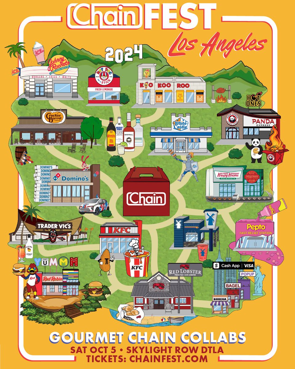 eatatchain's tweet photo. 🚨🚨🚨The world’s first gourmet chain food festival returns to LA! New, exclusive chain menu items – all crafted by Chain’s Michelin-starred chef – available for one day only. 

🎟️ Tickets on sale THIS FRIDAY (8/23) at 10:00AM PT. Register for pre-sale: https://t.co/VCWAVgyZcb https://t.co/sIkaaRu8D3