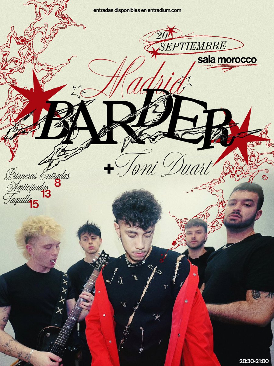 debutamos en madrid, 20 de septiembre sala morocco vamosssss 🎸

tickets.salamoroccomadrid.com/events/barder-…