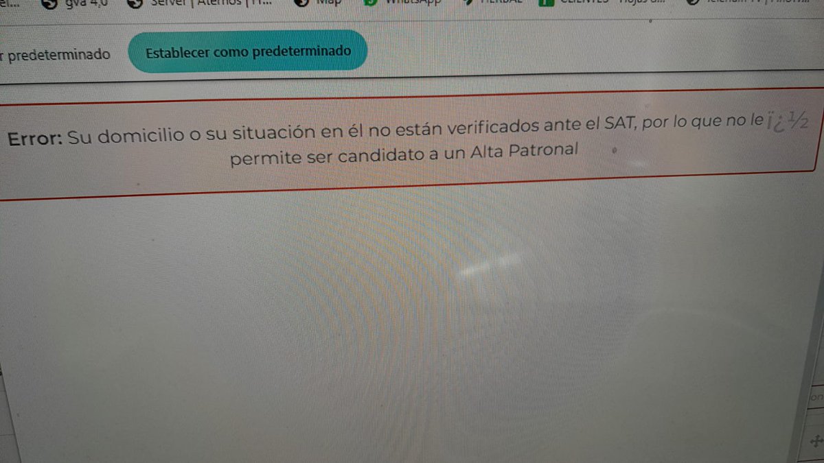 pepesoto's tweet photo. Error grosero en el #EscritorioVirtual, ya que no deja hacer un registro patronal, cuando los datos de le E-firma son correctos.
#ImssDigital.
#Trinces portales de 4a.
--- https://t.co/NO6W91d0cV