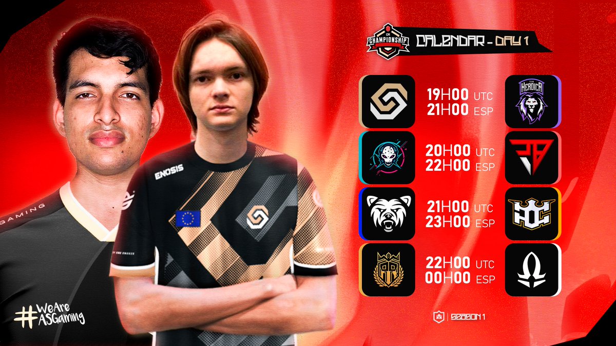 CRCHAMPIONSHIP_'s tweet photo. MATCHS DAY

🔰 Match 1 
@EnosisCR 🆚 @Heroica_Team 
🕰️ 21:00 CEST

🔰 Match 2 
@ARMAGEDONHN_CR 🆚 @TrailblazeGG 
🕰️ 22:00 CEST
🎙️ @MattEulot 

🔰 Match 3 
@ColdBearEsport 🆚 @Home_of_Clash 
🕰️ 23:00 CEST
🎙️ @MattEulot 

🔰 Match 4 
@AlianzaRealCR 🆚 @_AS_Gaming 
🕰️ 00:00 CEST https://t.co/Rrz8UWYYiC