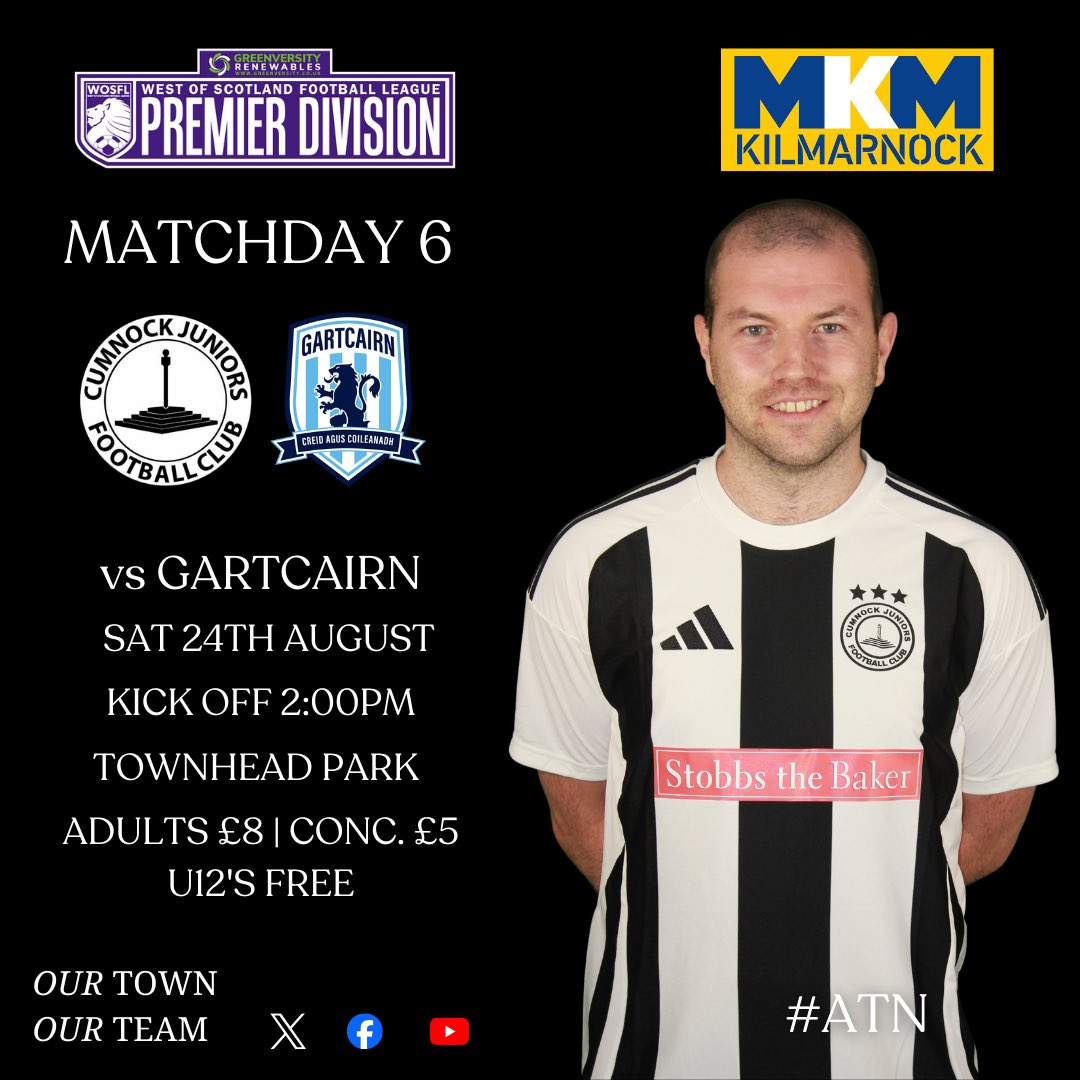 𝑴𝒂𝒕𝒄𝒉𝒅𝒂𝒚 𝑺𝒊𝒙

We welcome <a href="/gartcairnfc/">Gartcairn FC</a> to Townhead Park on Saturday

#𝑶𝒖𝒓Town𝑶𝒖𝒓Team | #ATN