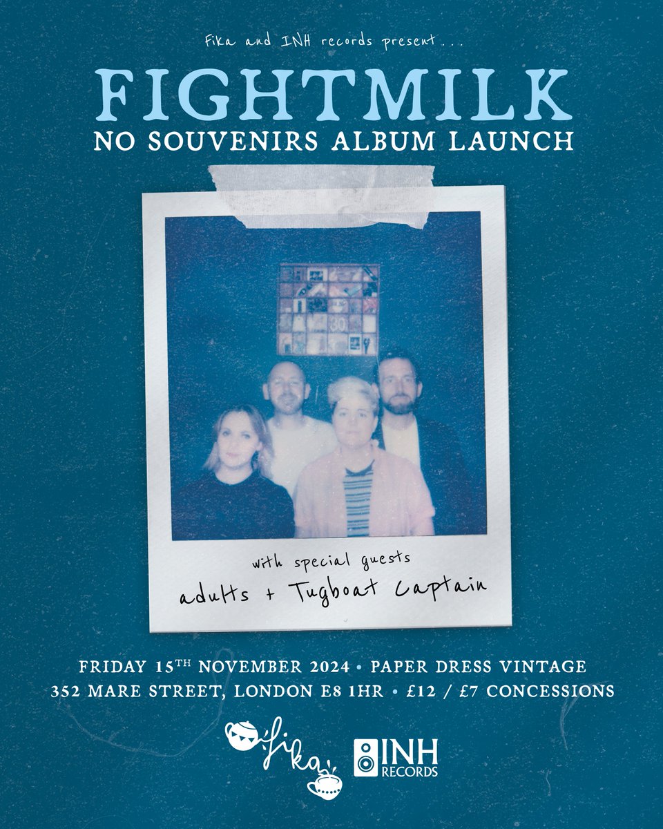 Fika Recordings (@fikarecordings) on Twitter photo Upcoming gigs:
10/9: New Starts + <a href="/CarlaJEaston/">Carla J Easton</a>: <a href="/thelexington/">The Lexington</a>
28/9: <a href="/sclubadults/">s club adults *support the strikes*</a> + <a href="/singingadams/">Steven Adams Is Now On Bluesky</a> + <a href="/JessicasBrother/">Jessica's Brother</a>: <a href="/paperdressed/">Paper Dress Vintage</a>
5/10: <a href="/witheredhand/">Withered Hand</a> & <a href="/kathwilliamsuk/">kathryn williams</a> + <a href="/songsbyadamross/">Adam Ross</a>: <a href="/twopalmshackney/">TWO PALMS</a>
15/11: @fightmilkband + <a href="/sclubadults/">s club adults *support the strikes*</a> + <a href="/tugboatcptnband/">tugboat captain</a>: <a href="/paperdressed/">Paper Dress Vintage</a> Upcoming gigs:
10/9: New Starts + <a href="/CarlaJEaston/">Carla J Easton</a>: <a href="/thelexington/">The Lexington</a>
28/9: <a href="/sclubadults/">s club adults *support the strikes*</a> + <a href="/singingadams/">Steven Adams Is Now On Bluesky</a> + <a href="/JessicasBrother/">Jessica's Brother</a>: <a href="/paperdressed/">Paper Dress Vintage</a>
5/10: <a href="/witheredhand/">Withered Hand</a> & <a href="/kathwilliamsuk/">kathryn williams</a> + <a href="/songsbyadamross/">Adam Ross</a>: <a href="/twopalmshackney/">TWO PALMS</a>
15/11: @fightmilkband + <a href="/sclubadults/">s club adults *support the strikes*</a> + <a href="/tugboatcptnband/">tugboat captain</a>: <a href="/paperdressed/">Paper Dress Vintage</a>