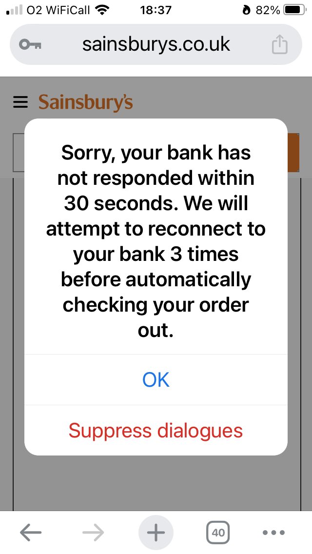 RobertWastell's tweet photo. @sainsburys your payment system isn’t working as numerous people have reported. It isn’t a cache issue. Keep getting a Barclays error message. Are they your clearing bank?. Let’s hope the order arrives tomorrow 🤦 https://t.co/AzAGDEFHYU