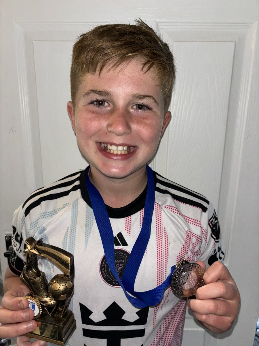 Winning team medal as well as the attitude, effort and resilience award for my big lad today at football camp ⚽️💙
