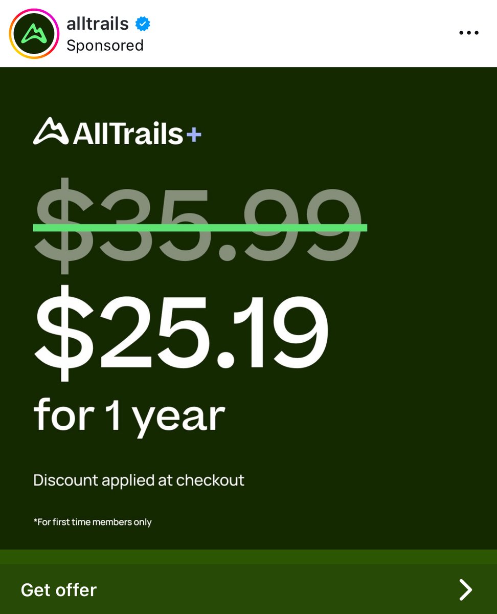 I hate seeing ads with discounts for apps that I already subscribe to and pay full price for. It just gives you that slightly annoying feeling. I basically never go on Instagram but when I do, I see this particular ad every time. 😠